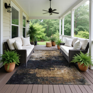 Dalyn Nouveau NV17 Charcoal Machine Washable Area Rug Outdoor Lifestyle Image Feature