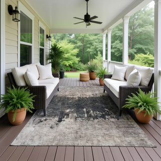 Dalyn Nouveau NV23 Taupe Machine Washable Area Rug Outdoor Lifestyle Image Feature