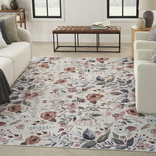 Nourison Washables NWB01 Ivory Pink Area Rug Corner Image