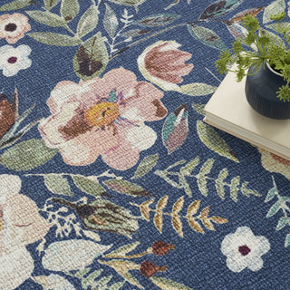 Nourison Washables NWB01 Navy Multicolor Area Rug Corner Image