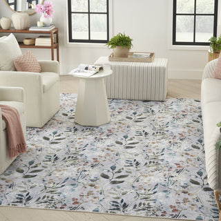 Nourison Washables NWB05 Grey Multicolor Area Rug Corner Image