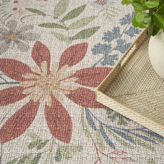 Nourison Washables NWB06 Cream Multicolor Area Rug Corner Image
