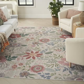 Nourison Washables NWB06 Cream Multicolor Area Rug Corner Image