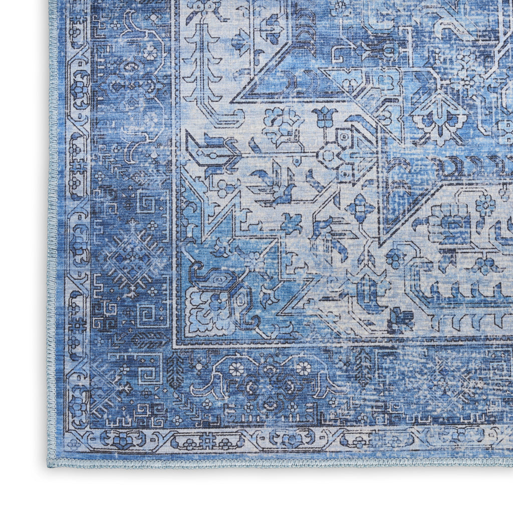 Nourison Washables NWB15 Blue Area Rug Corner Image