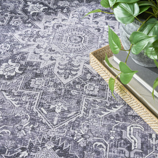 Nourison Washables NWB15 Charcoal Grey Area Rug Corner Image