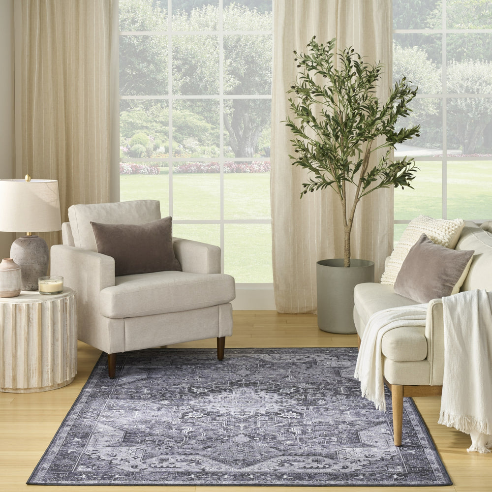 Nourison Washables NWB15 Charcoal Grey Area Rug Room Image Feature