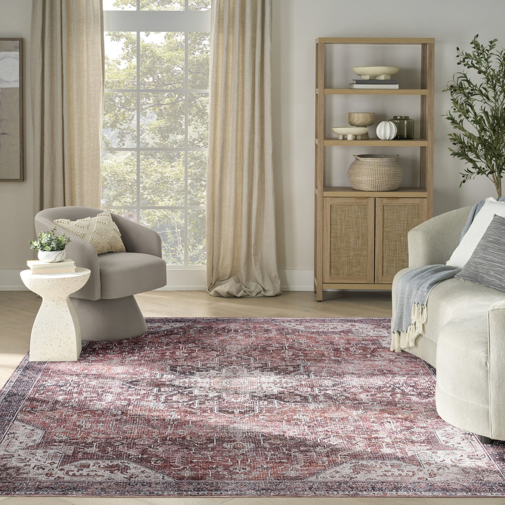 Nourison Washables NWB15 Red Area Rug Room Image Feature