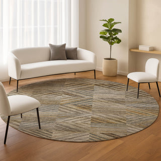 Dalyn Nexus NX2 Beige Area Rug Round Lifestyle Image Feature