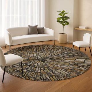 Dalyn Nexus NX3 Black Area Rug Round Lifestyle Image Feature