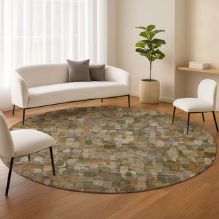 Dalyn Nexus NX4 Basil Area Rug Round Lifestyle Image Feature