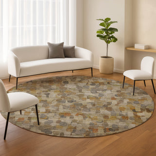 Dalyn Nexus NX4 Beige Area Rug Round Lifestyle Image Feature
