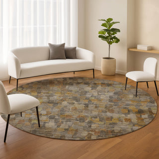 Dalyn Nexus NX4 Gray Area Rug Round Lifestyle Image Feature