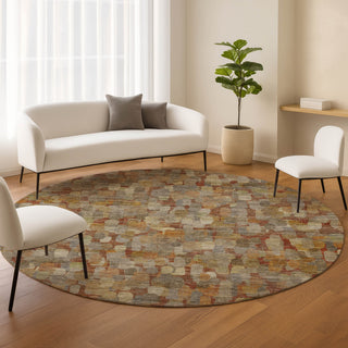 Dalyn Nexus NX4 Paprika Area Rug Round Lifestyle Image Feature