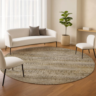 Dalyn Nexus NX5 Beige Area Rug Round Lifestyle Image Feature