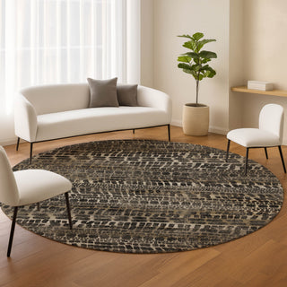 Dalyn Nexus NX5 Black Area Rug Round Lifestyle Image Feature