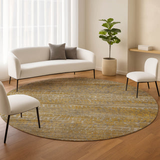 Dalyn Nexus NX5 Gold Area Rug Round Lifestyle Image Feature