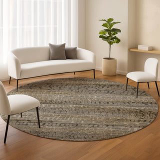 Dalyn Nexus NX5 Gray Area Rug Round Lifestyle Image Feature
