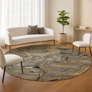 Dalyn Nexus NX6 Gray Area Rug Round Lifestyle Image Feature