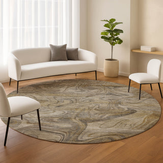 Dalyn Nexus NX6 Ivory Area Rug Round Lifestyle Image Feature
