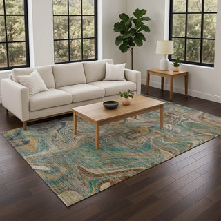 Dalyn Nexus NX6 Teal Area Rug Lifestyle Image Feature