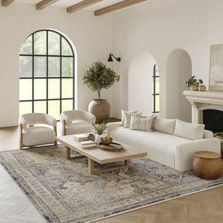 Nourison Nyle NYE01 Ivory Charcoal Area Rug Corner Image