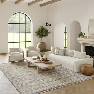 Nourison Nyle NYE06 Ivory Blue Area Rug Corner Image