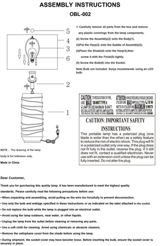 Surya Obelisco OBL-002 Lamp Assembly