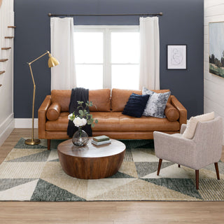 Karastan Bowen Oblique Tan Area Rug by Drew and Jonathan Lifestyle Image Feature