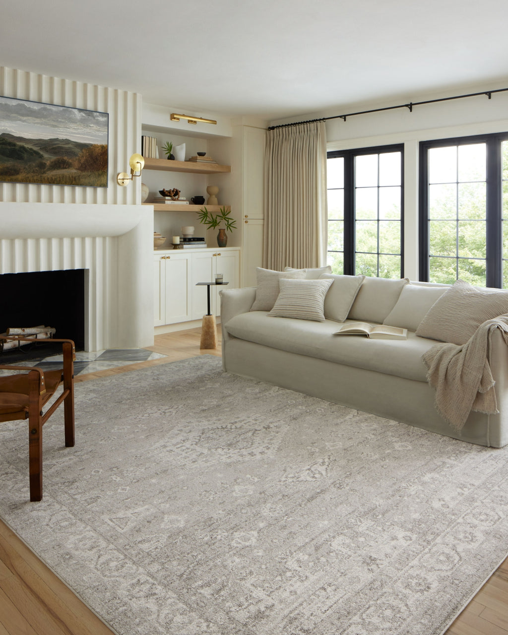 Loloi II Odette ODT-02 Silver/Ivory Area Rug Lifestyle Image Feature