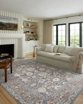 Loloi II Odette ODT-07 Sky/Rust Area Rug Lifestyle Image Feature