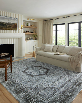 Loloi II Odette ODT-08 Sky/Charcoal Area Rug Lifestyle Image Feature