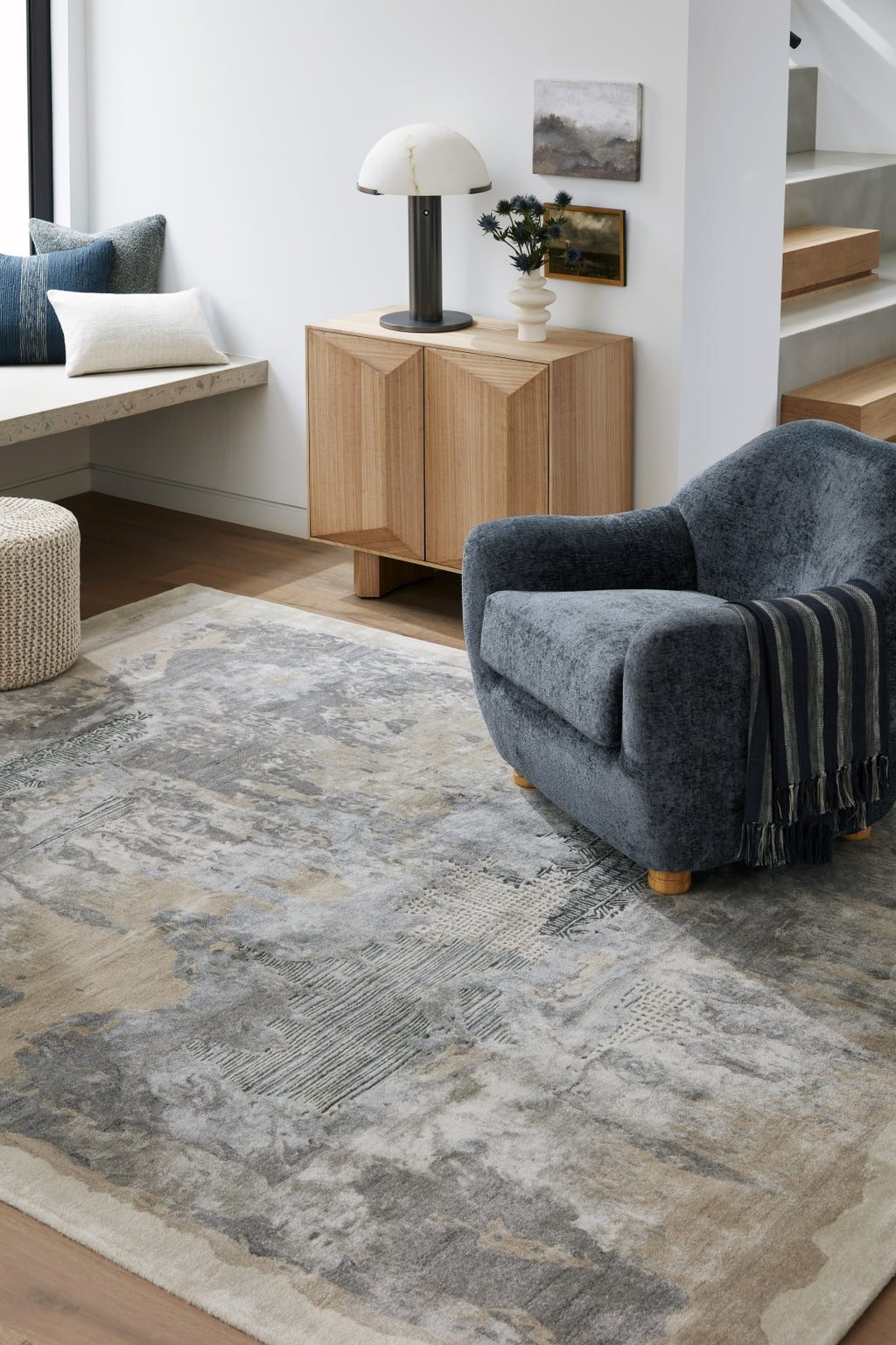 Surya Opulence OPL-2302 Sterling Grey Area Rug Style Shot Feature