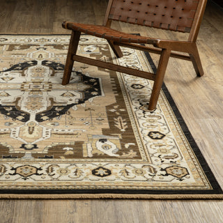 Oriental Weavers Acacia ACA08 Tan/ Black Area Rug Lifestyle Image Feature