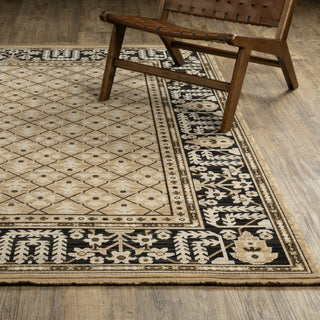 Oriental Weavers Acacia ACA12 Tan/ Black Area Rug Lifestyle Image Feature