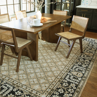 Oriental Weavers Acacia ACA12 Tan/ Black Area Rug Lifestyle Image Feature