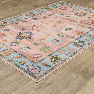 Oriental Weavers Addison ADD01 Pink/ Blue Machine Washable Area Rug by PRINTS Alternate Image