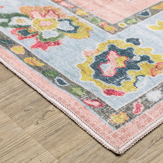 Oriental Weavers Addison ADD01 Pink/ Blue Machine Washable Area Rug by PRINTS Corner Image