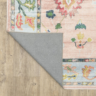 Oriental Weavers Addison ADD01 Pink/ Blue Machine Washable Area Rug by PRINTS Backing Image