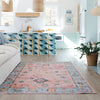 Oriental Weavers Addison ADD01 Pink/ Blue Machine Washable Area Rug by PRINTS Lifestyle Image Feature