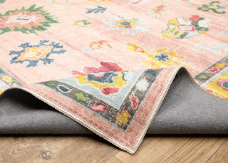 Oriental Weavers Addison ADD01 Pink/ Blue Machine Washable Area Rug by PRINTS Backing Image