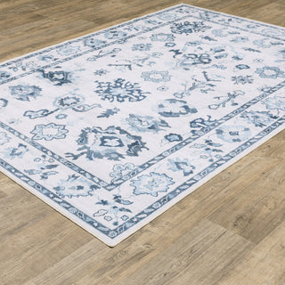 Oriental Weavers Addison ADD02 Ivory/ Blue Machine Washable Area Rug by PRINTS Alternate Image