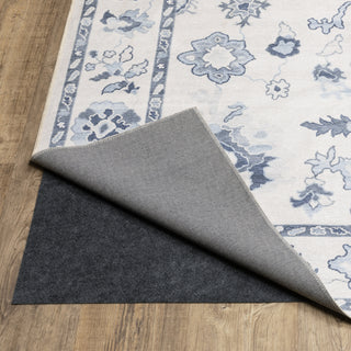 Oriental Weavers Addison ADD02 Ivory/ Blue Machine Washable Area Rug by PRINTS Close-up Image