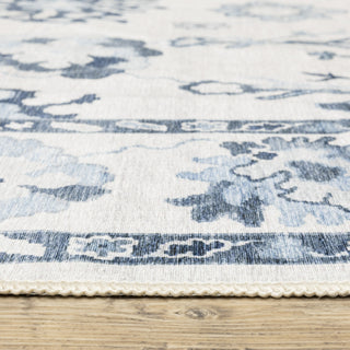 Oriental Weavers Addison ADD02 Ivory/ Blue Machine Washable Area Rug by PRINTS Pile Image