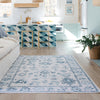 Oriental Weavers Addison ADD02 Ivory/ Blue Machine Washable Area Rug by PRINTS Lifestyle Image Feature