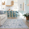 Oriental Weavers Addison ADD02 Ivory/ Blue Machine Washable Area Rug by PRINTS Lifestyle Image Feature