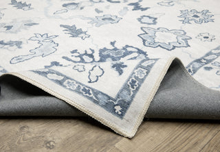 Oriental Weavers Addison ADD02 Ivory/ Blue Machine Washable Area Rug by PRINTS Backing Image
