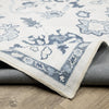 Oriental Weavers Addison ADD02 Ivory/ Blue Machine Washable Area Rug by PRINTS Backing Image