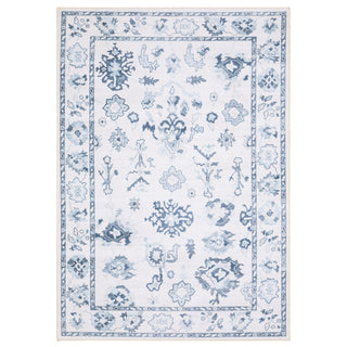 Oriental Weavers Addison ADD02 Ivory/ Blue Machine Washable Area Rug by PRINTS Close-up Image