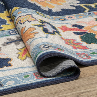 Oriental Weavers Addison ADD03 Blue/ Multi Machine Washable Area Rug by PRINTS Close-up Image