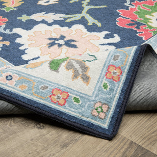 Oriental Weavers Addison ADD03 Blue/ Multi Machine Washable Area Rug by PRINTS Backing Image